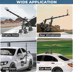 Suction Cup Car Mount - Aluminum Alloy Extendable Selfie Stick, Five 3.5" Large Suction Cup Car Windshield Camera Mount with Tripod Adapter Compatible with GoPro Insta360 DJI Action Cameras