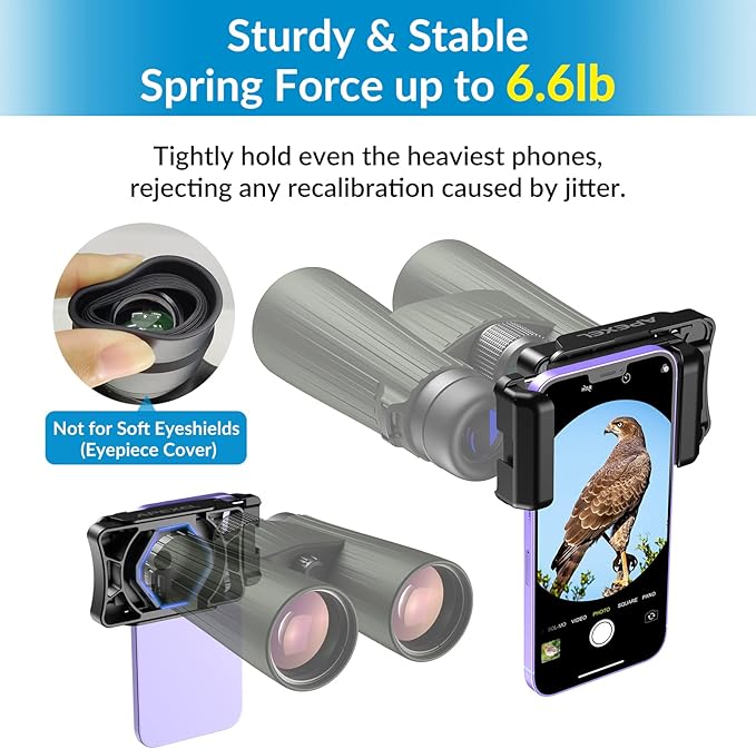 APEXEL Telescope Phone Adapter, Binocular Photo Adapter for Android & iPhone, Phone Holder Mount for Telescope, Monocular, Binocular, Microscope, Spotting Scope. (Including Bluetooth Shutter Remote)