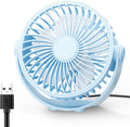 USB Desk Fan, 5 Inch Mini Portable, 3 Speeds Strong Airflow Personal Desktop, Detachable Cooling Fan 360° Rotation Quiet Small Fan for Desk Home Office Travel Car, Blue, 5ft Cable