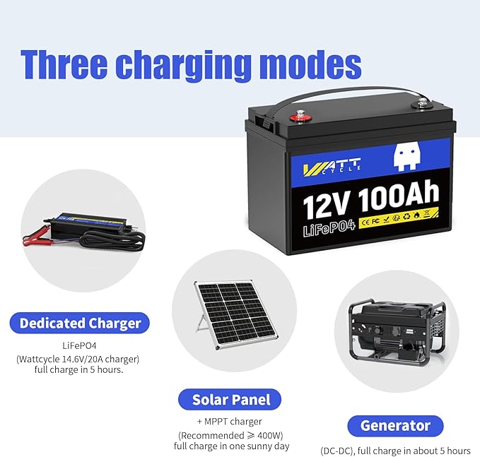 12V 100Ah LiFePO4 Battery, Lithium Battery Up to 15000 Cycles, Low Temperature Protection, 10 Years Lifespan, Perfect for RV/Outdoor Camping/Home Energy Storage（BCI Group 24）
