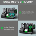 Black Leather Desk Organizer With Charging Station,Office Supplies Desk Accessories,Pen Holder for Desk,Remote Control Holder,Desk Organizer With Phone Charger,Nightstand Desktop Organizer