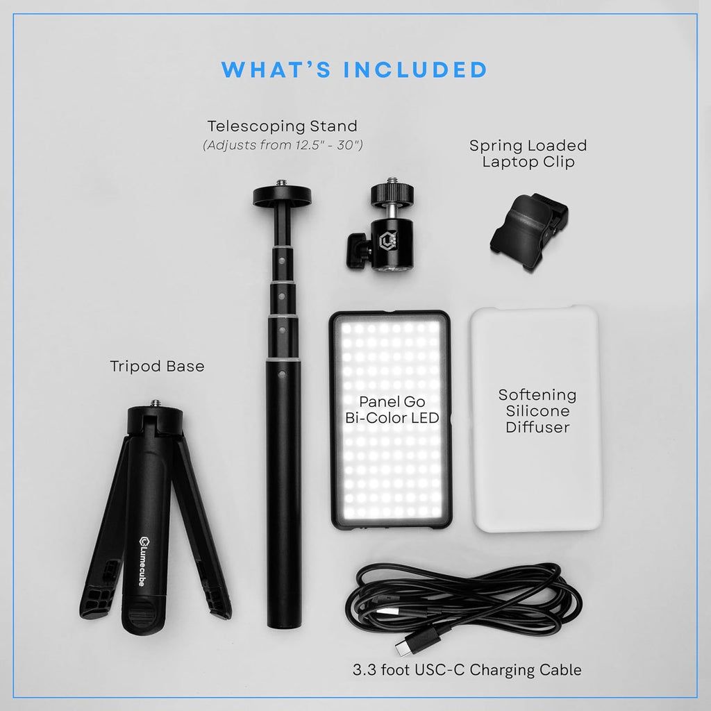 Lume Cube Broadcast Lighting Kit Live Stream Webcam Light for Computer & Laptop Enhance Video Calls Streaming & Vlogging Include Adjustable Tripod & Clip Mount Adjust Brightness & Color Temperature