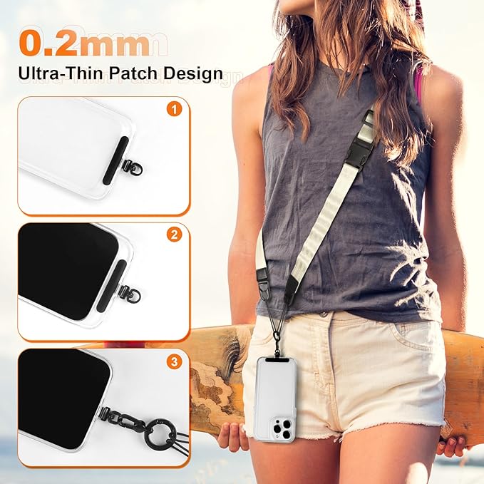 Adjustable Crossbody Phone Lanyard, Universal Phone Wrist Strap and Phone Neck Strap with Tether Tab, Phone Lanyard with Quick Release, Suitable for iPhone and Most Smartphones, Off White