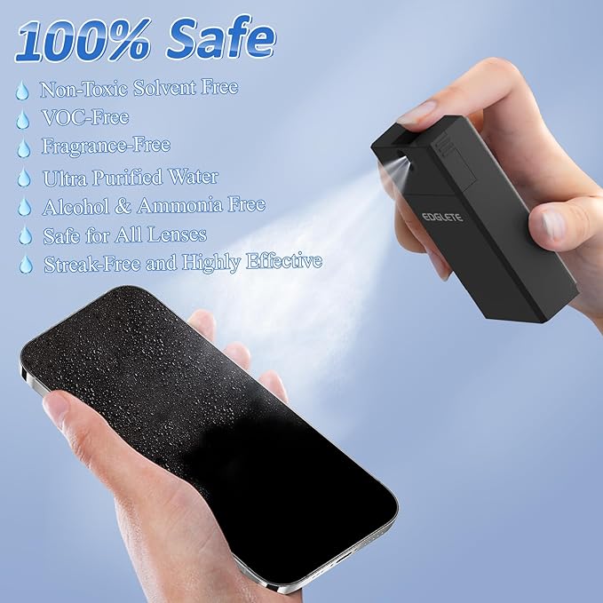 Computer Screen Cleaner Spray and Wipe, Streak-Free Car Screen Cleaner, Portable Laptop Cleaning Kit for Phone Touchscreen Monitor PC MacBook iPad TV Electronic, Refillable 2oz Spray Microfiber Cloth