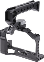 FocusFoto Camera Cage +Top/Side Handle Grip Kit, Aluminium Alloy Video Filmmaking Stabilizer Rig with Cold Shoe and 1/4" 3/8" Screw Mouting for Canon EOS M50 Mark II/M50/M5 Mirrorless Camera