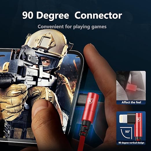 10ft iPhone Charger Cable,3Pack 90 Degree Lightning Cable, [Apple MFi Certified] Long Fast Charging Cord Compatible for iPhone 14/13/12/11/Pro/Max/Mini/X/Plus/8/7/6/Plus/ - Red