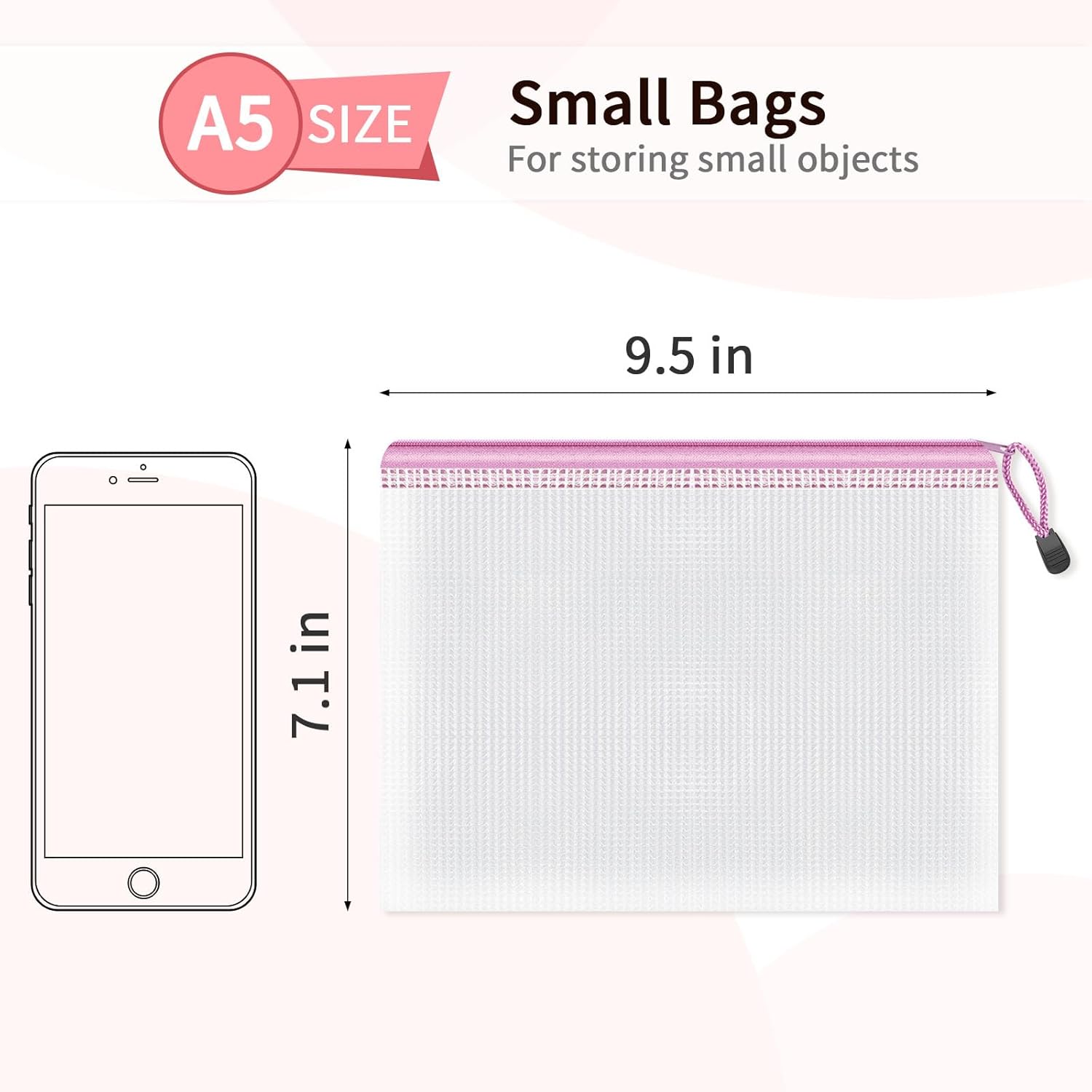 Umriox Small Zipper Pouch, 9.5x7.1 in (12 Colors, 12 Packs), Mesh Bags with Zipper for Office Supplies Travel Accessories