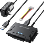 MaxRenard Hard Drive Reader USB 3.0 to SATA/IDE Adapter | Universal External Hard Drive Reader & Data Recovery Converter Kit for 2.5"/3.5" HDD/SSD | with 12V/2A Power Supply