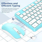 Wireless Keyboard and Mouse Combo, Lovaky 2.4G Full-Sized Ergonomic Keyboard Mouse, 3 DPI Adjustable Cordless USB Keyboard and Mouse, Quiet Click for Computer/Laptop/Windows/Mac (1 Pack, Blue)