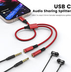 MOSWAG Type C to Dual 3.5mm Aux Headphone Jack Adapter, Hi-Res 2 Way Audio Y Cable Cord Compatible with iPad Samsung S23 S22 Google Pixel 7 6 Pro 5