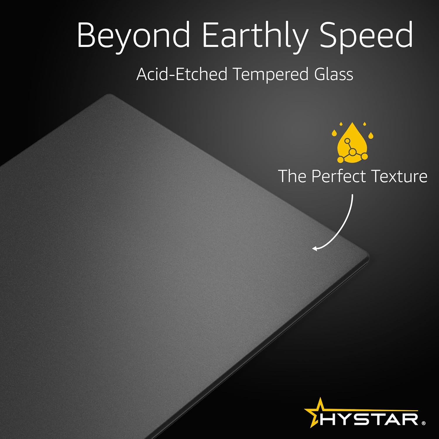 Hystar Aether Glass Gaming Mousepad | Micro-Etched Tempered Glass | Quiet, Ultra-Fast Glide | Full Anti-Slip Silicone Backing (Black, Large)