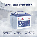 12V 50Ah Trolling Motor LiFePO4 Lithium Battery with Low-Temp Protection, 15000 Deep Cycle, Max. 60A Current at 30mins, 12V Battery for 20~70lb Boat Motor, Fish Finder, Instrument Panel etc.