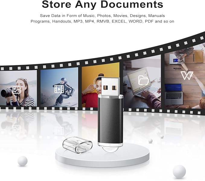 TOPESEL 5 Pack 32GB USB 2.0 Flash Drive Memory Stick Thumb Drives (5 Mixed Colors: Black Blue Green Red Silver)