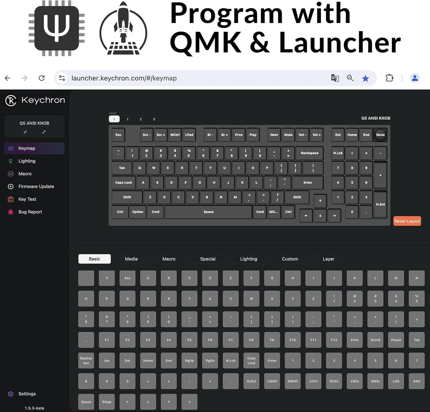 Keychron Q5 Wired Custom Mechanical Keyboard Knob Version, 96% Layout QMK/VIA Programmable Macro with Hot-swappable Gateron G Pro Red Switch Double Gasket Compatible with Mac Windows Linux (Blue)