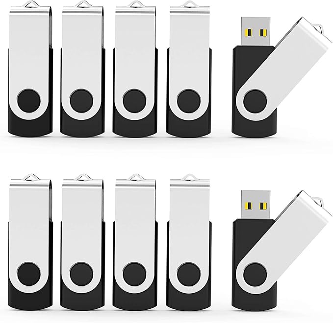 Aiibe 4GB Flash Drive 20 Pack USB Flash Drives Bulk USB 2.0 Thumb Drives Zip Drive Fold Stoage Memory Stick Jump Drives 4GB with LED Status Light (4G, 20 Pack, Black)