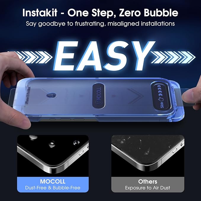 MOCOLL Anti-Blue Light Screen Protector for iPhone 15 Plus – Blue Light Blocking, HD Clarity, Scratch-Resistant, Easy Installation