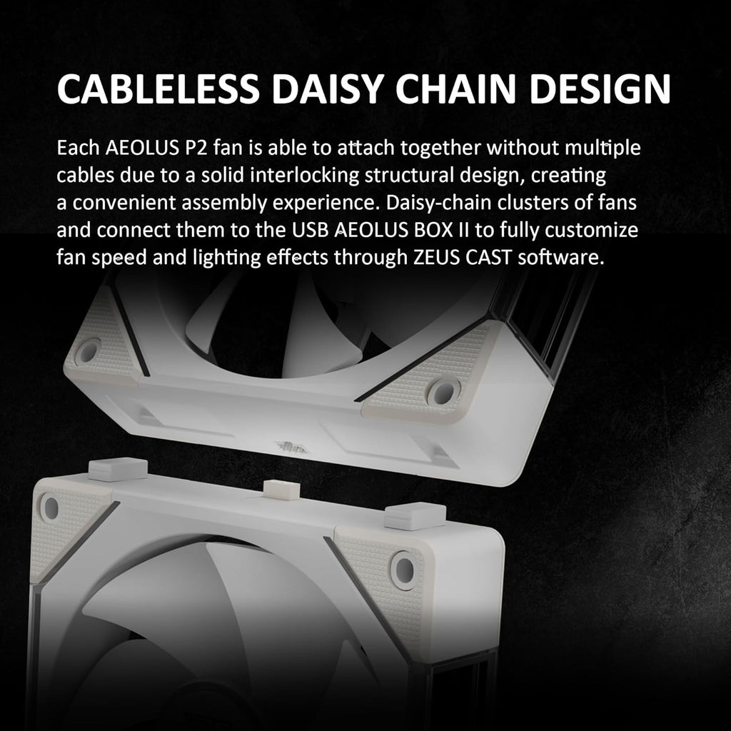 GAMDIAS AEOLUS P2-1203 120mm ARGB PWM Fan (3 Pack, no Hub), Include Reverse Fan Blade x3 & Controller, ARGB Sync, Easy Installation & Cabless Daisy-Chain Design, Silent Operation, Up to 2400RPM, White
