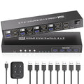 8K@60HZ 4K@120Hz HDMI KVM Switch 2 Monitors 4 Computers with 4 Port USB 3.0 Hub, 4 Port Dual Monitor HDMI KVM Switch for 4 Computers Share 1 Set of Keyboard, Mouse and 2 Monitors