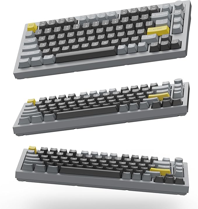 Keychron Q1 RGB Wired Custom Mechanical Keyboard Knob Version, 75% Layout QMK/VIA Programmable with Hot-swappable Gateron G Pro Red Switch Double Gasket Compatible with Mac Windows Linux (Grey)