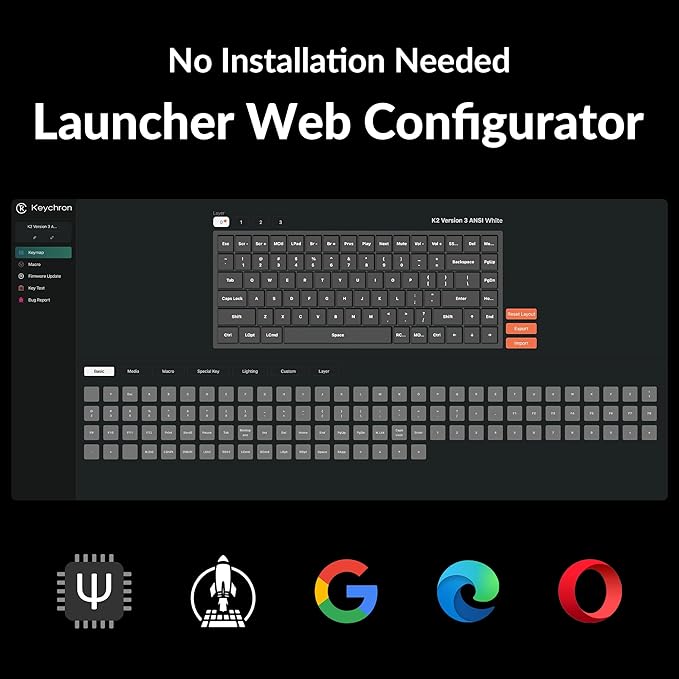 Keychron K2 75% Layout QMK Wireless and Wired Options Mechanical Keyboard Super Red Switch, Paired with Shine-Through Double-Shot PBT Keycaps for Mac Windows-Version 3