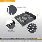 RIVECO 2U Server Rack Shelves for 19" Network Cabinet, Rack Mount Vented Cantilever Trays for Deep IT & Audio Equipment, 18" Depth, 2 PCS Black