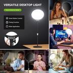 Aureday 10.5” Dimmable Desktop Ring Light with Stand and Phone Holder, 24W Full-Screen LED Ring Light for Desk, Video Conference Lighting for Laptop, Zoom Lighting for Computer, Live Stream, TikTok