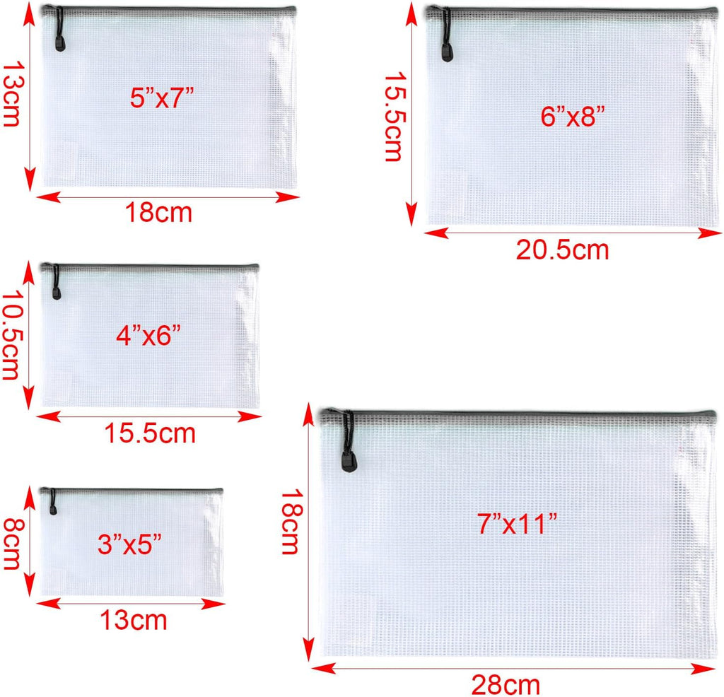 Oaimyy-15 Pcs-5"x 7"-Mesh Zipper Pouches File Bags Puzzle Storage Bags Folders Large Bag Zip Pouch for Office Supplies,Organizing Classroom Storage,Board Game Organization-Black