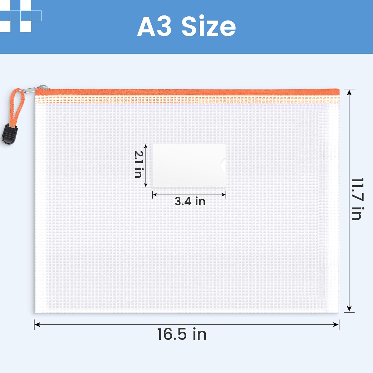 Sooez 24 Pack Super Large Mesh Zipper Pouch Bags, A3 (16.5×11.7 in) Storage Bags with Label Pocket, Reusable Zipper Pouches for Classroom Organization
