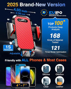 VANMASS Car Phone Holder Mount 2025 Upgraded [Patent Steel-Hook] Car Vent Phone Mount Clip Military-Grade Shockproof Cell Phone Car Mount Handsfree Truck Stand Vent Cradle for iPhone 16 Android,Red