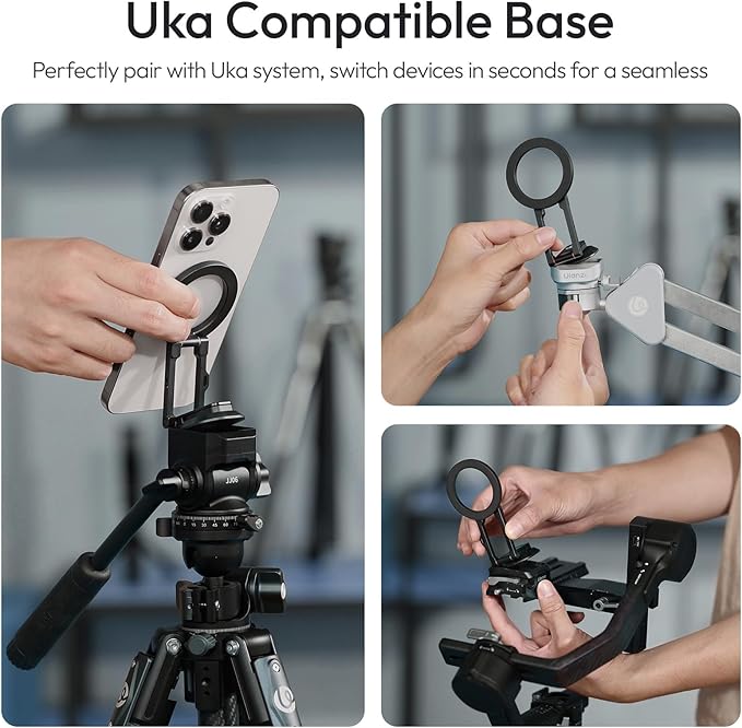 ULANZI MA50 Magnetic Phone Holder for Magsafe, Aluminium Adjustable Dual Magnetic Phone Tripod Stand with 1/4" Screw Hole for Selfie Sticks, Magic Arm, Compatible with iphone12 13 14 15 16 Series