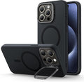 ESR for iPhone 15 Pro Max Case, MagSafe Silicone Case with Stand, Military-Grade Protection, Built-in Camera Stash Stand, Magnetic Phone Case for iPhone 15 Pro Max, Cloud Series, Black