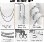 Metal Phone Chain, Crossbody Detachable Phone Lanyard with 1*Wrist Strap & 2* Tether Tabs for iPhone and Smartphones (Silver,Extend)