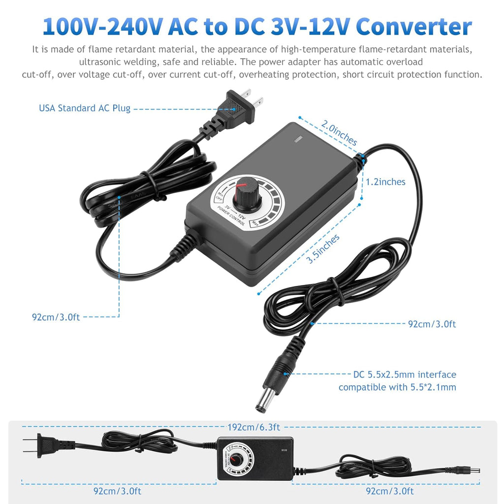 3X 120mm Computer Fan with AC Plug, AC 110V 120V 220V 240V Cabinet Cooling Fan with Speed Controller, Cooling for Windows, Plant Cabinet, Crawl Space, Basement, Laundry Room, Garage, Attic