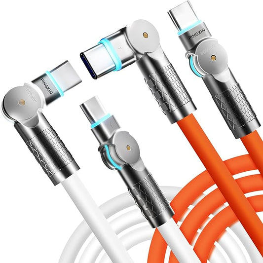 140W USB C to USB C Charger Cable [2-Pack 6.6FT], Type C Fast Charging Cable Compatible with MacBook Pro, iPad Pro Air, iPhone 16/16 Plus/16 Pro Max, Galaxy S23+/S23 Ultra, Orange+White…