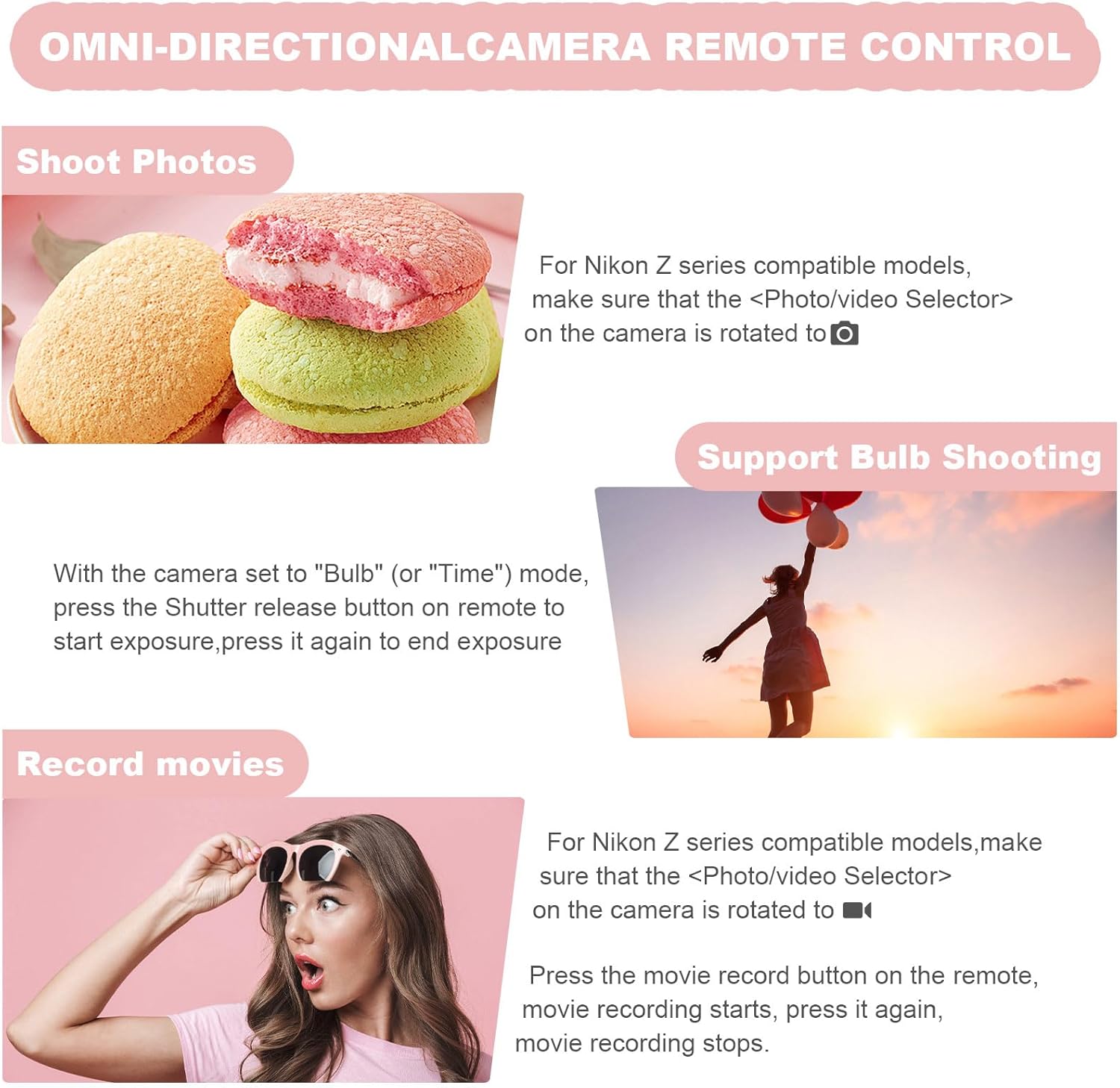 Remote Control for Nikon Camera,USB-C Rechargeable Wireless Shutter Release with OLED Screen – Video, Zoom & Focus Control for Nikon A1000, B600, P1000, P950, Z6III, Z30, Z50II, Zfc, Z5 (White)