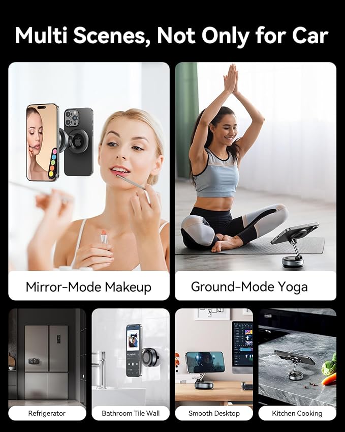 MRGLAS 2026 Upgraded Vacuum Magnetic Phone Holders for Your Car 360° Adjustable Absorption Magnetic Bracket 98LBS Magsafe Suction Cup Phone Mount for iPhone Car Truck Accessories for Men Women