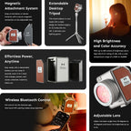 Harlowe Micro 8 Spectra Portable Led Light for Camera 8W RGBCW 1700K-10000K CRI/TLCI 96+ Small Camera Lighting Kit Mini Cube Fill Light for Photography and Video Recording Master Kit