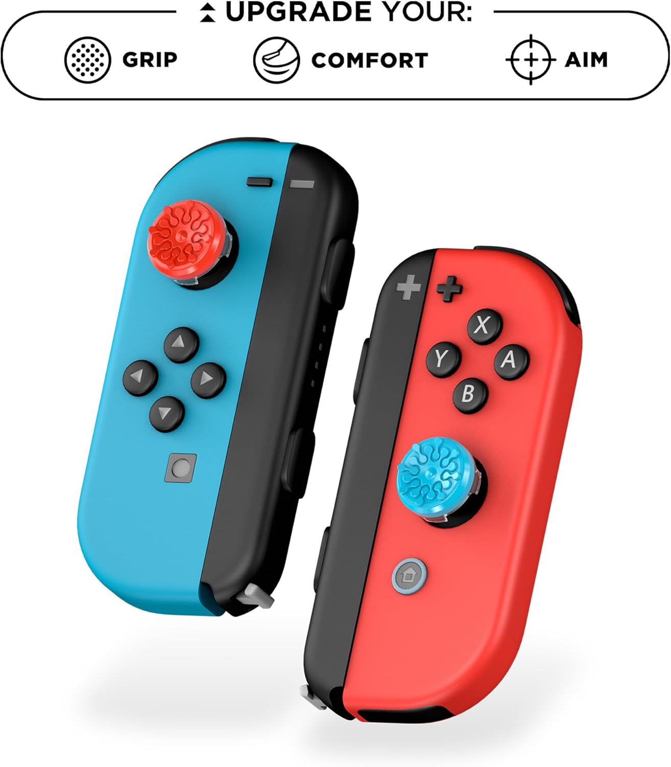 KontrolFreek Splash Performance Thumbsticks for Nintendo Switch Joy-Con Controller | Concave | Blue/Red