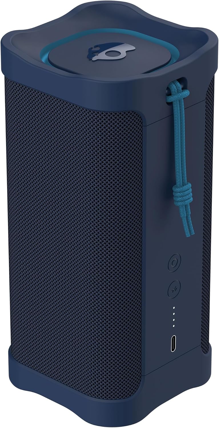 Skullcandy Terrain XL Wireless Bluetooth Speaker - IPX7 Waterproof Portable Speaker, 18 Hour Battery, Nylon Wrist Wrap, True Wireless Stereo (Navy)