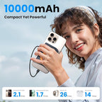 for Magsafe Battery Pack 10000mAh,5-in-1 Magnetic Power Bank Built in AC Plug,Magnetic Wireless Portable Charger for Apple Watch,22.5W Fast Charging Power Bank for iPhone 16 Pro Max/15/14/13/12 Mini