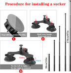 Taisioner Suction Car Mount for Camera Insta360 X5/X4/X3/X2/GO 3/ONE/RS Compatible with Gopro Max 360 Outside Car Mount with 67” Invisible Selfie Stick 5 in 1 Suction Camera kit for Action Camera