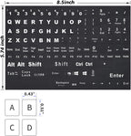 2PCS English Keyboard Stickers Replacement Letters, Full Size Big Letter QWERTY Keyboard Sticker Universal for PC Computer Laptop Desktop, Matte Keyboard Alphabet Stickers