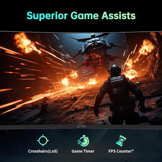 KTC 32 inch Curved Gaming Monitor, 180Hz 1ms MPRT, 2K 1440P 144Hz Monitor, 1500R HVA Display, Adaptive Sync, HDR, 120% sRGB, DisplayPort HDMI, Vesa Support 3.9x3.9'', PC Moniter for Gamers