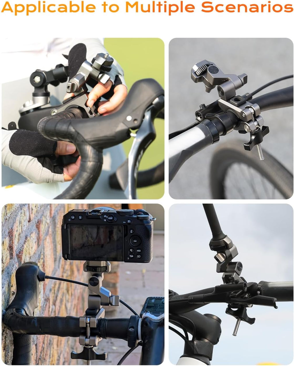Movmax Super Camera Clamp Mount Compatible with GoPro Max Hero, DJI Osmo 360 Action 5 Pro 4 3, Insta 360 X4 X5, Camera Mount Clamp, Action Camera Accessories for Round Tube E-Bike/Bicycle/Motorcycle.