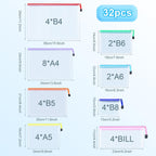 32pcs Mesh Zipper Pouch Bags, 8 Sizes, 8 Colors Zipper Pouches for Organizing, Board Game Storage, Travel, School Office