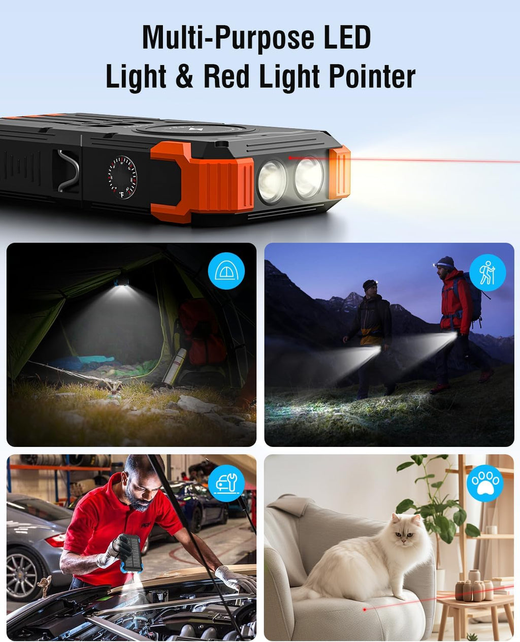 Solar Charger Power Bank, 42800mAh Wireless Portable Charger with USB-C in/Output, QC3.0 Fast Charging 15W 4 Ports Outdoor Battery Pack Built-in Dual Led Flashlights for iPhone Samsung etc