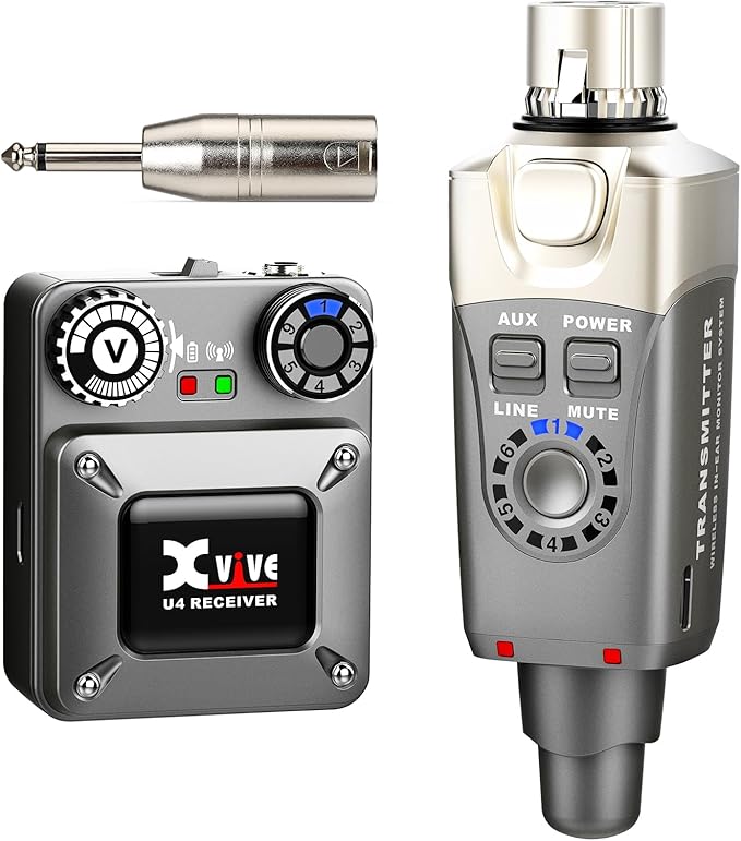 Xvive U4 Wireless in-Ear Monitor System Professional IEM System Transmitter and Beltpack Receiver for Studio, Band Rehearsal,Live Performance (U4)