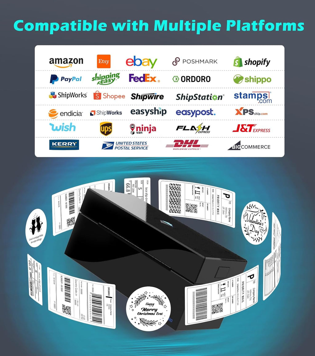ORGBRO Bluetooth Thermal Shipping Label Printer, Z1-Plus Wireless 4X6 Shipping Label Printer for Small Business Office or Home Support iPhone Android Windows macOS Chrome Amazon Ebay Shopify USPS