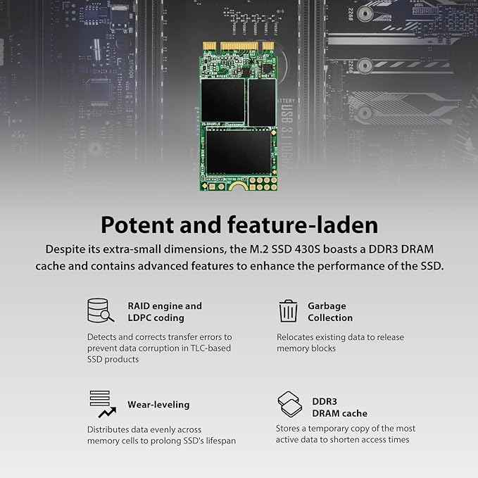 Transcend 256GB M.2 2242 SATA III SSD with Dram Cache, Up to 530MB/s, Compatible w/Ultrabook/Laptop/PC/Desktop, 3D TLC NAND Flash Internal Solid State Drive, LDPC Error Correction, SLC Cache, B+M Key