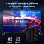 DEMEXBOOK HDMI KVM Switch 2 Monitors 2 Computers 8K@60Hz 4K@120Hz, with 4 USB 3.0 Ports for 2 Computers Sharing 2 Monitors, Extended/Copy Mode, with Power Adapter,Includes Remote & 2 USB Cables